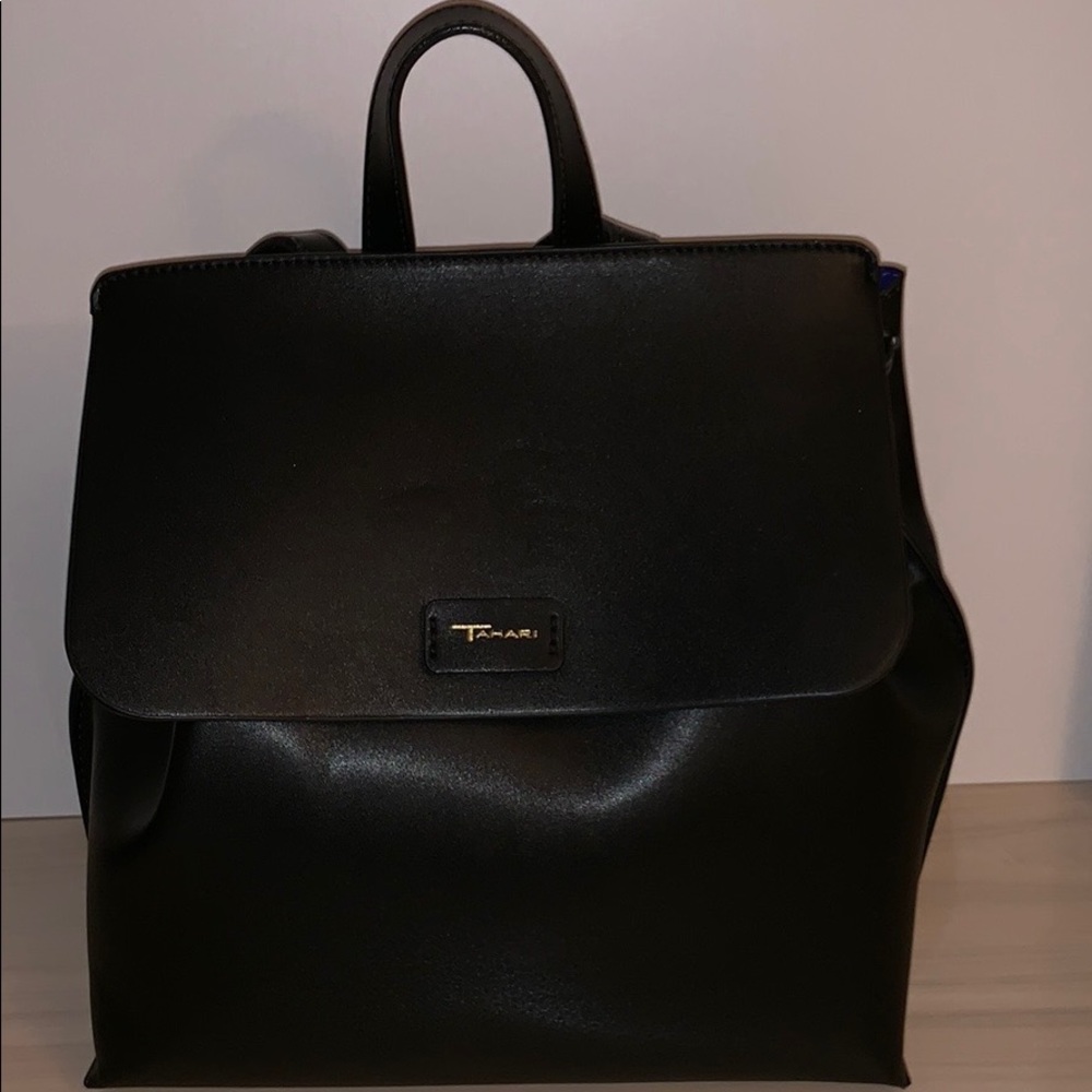 Black Tahari drawstring backpack